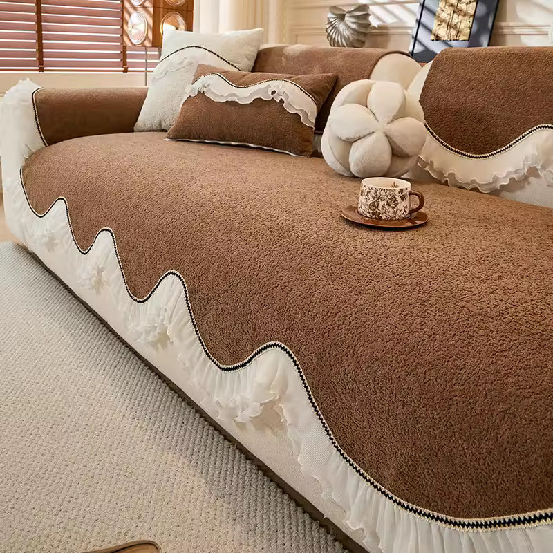Coverfect Elegant Teddy Chenille Sofa Cover