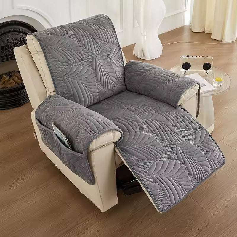 Coverfect Cozy Leaf Plush Recliner Cover