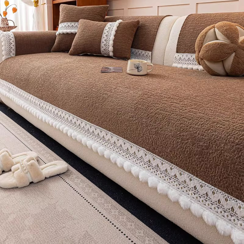 Coverfect Sofa Mat – Boho Tassel Chenille