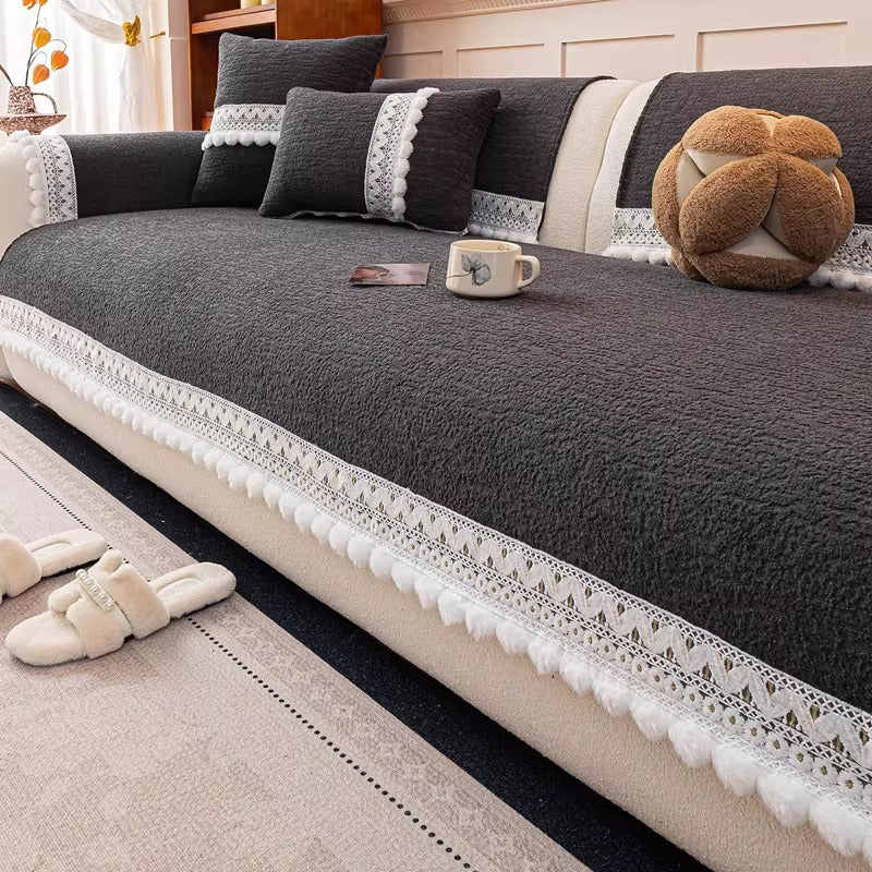 Coverfect Sofa Mat – Boho Tassel Chenille