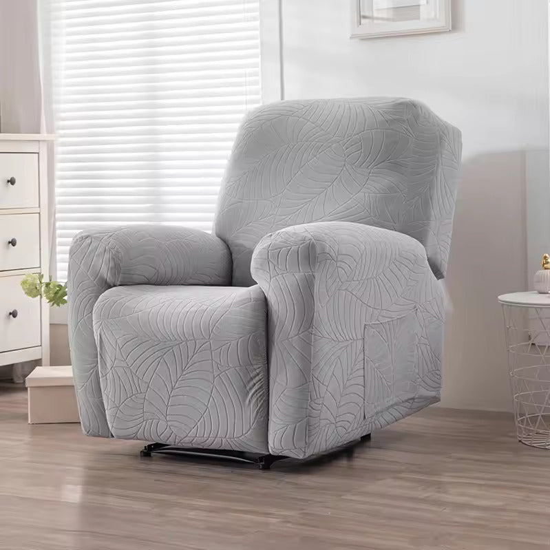 Coverfect Non-Slip Leaf Jacquard Stretch Recliner Cover